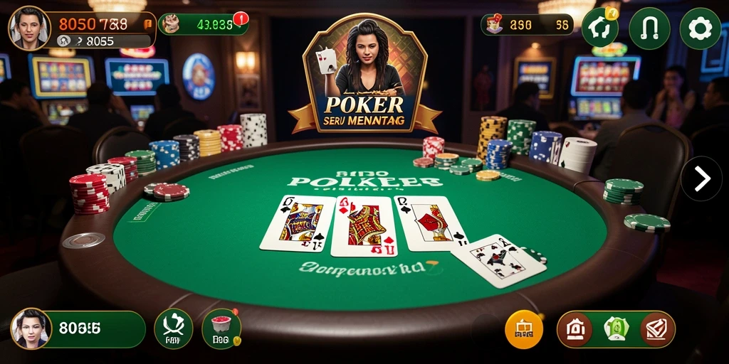 Tampilan gameplay menarik dari aplikasi Poker 8055.