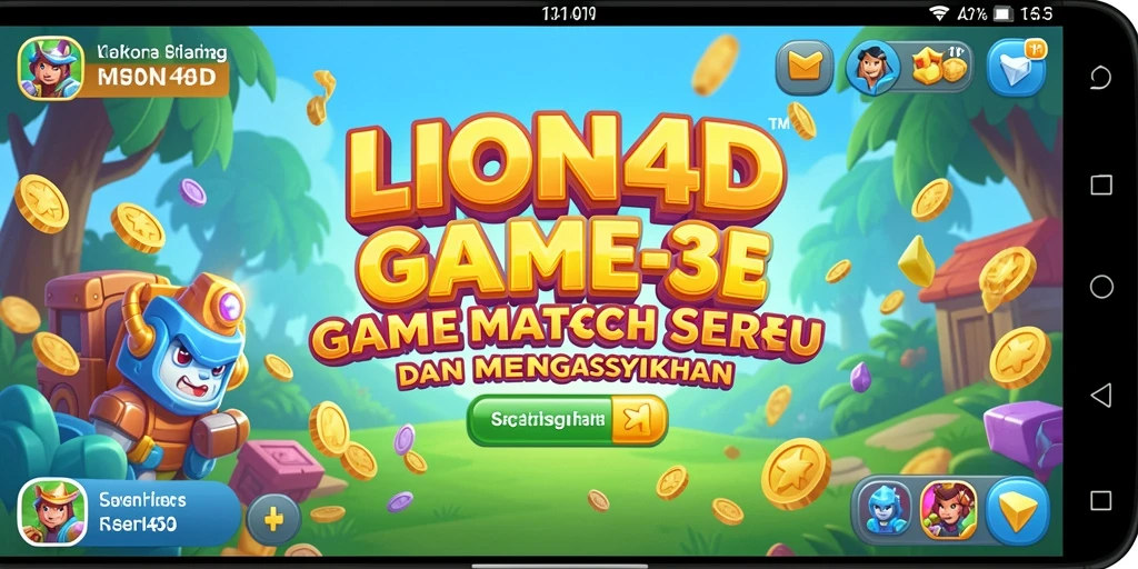 Screenshot LION4D menampilkan gameplay Match-3 yang menarik dan colorful.