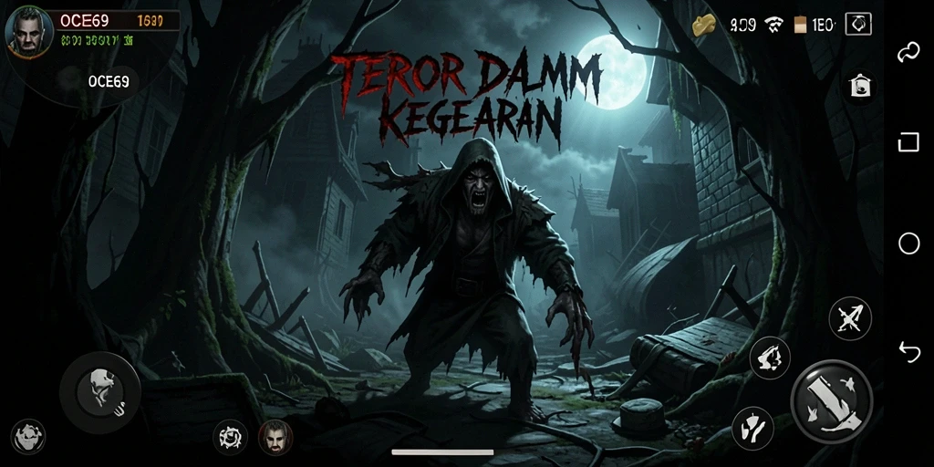 Screenshot menampilkan gameplay menakutkan dari OCE69 dengan suasana mencekam.