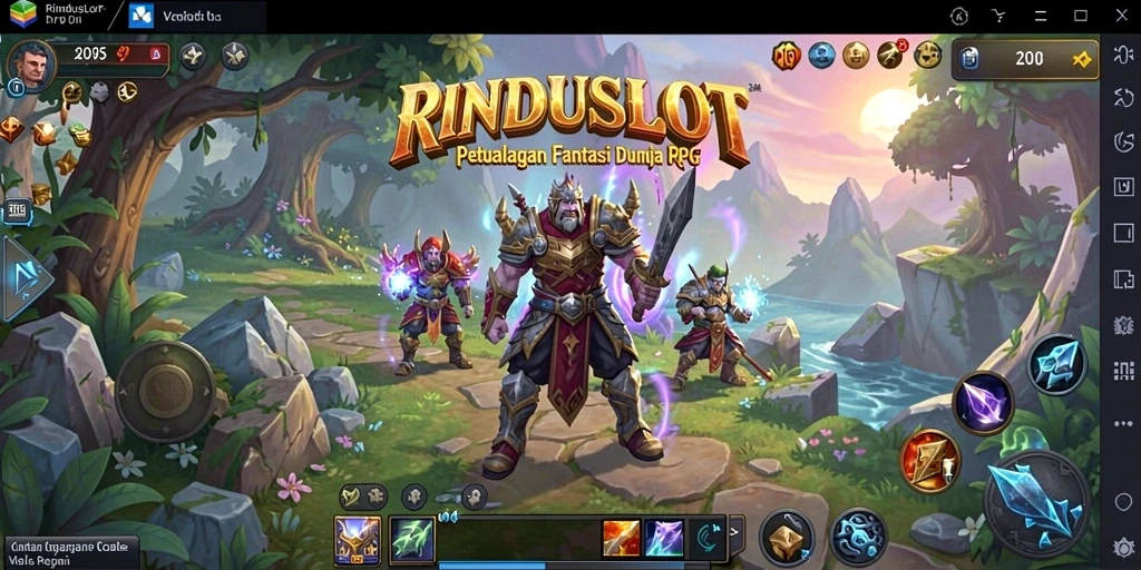 Tangkapan layar RINDUSLOT menampilkan pertempuran seru dan karakter uniknya.