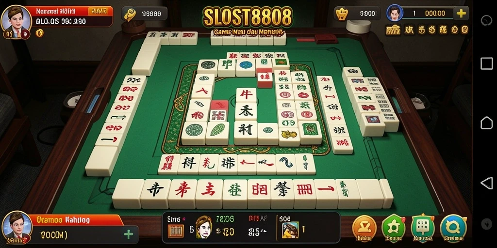 Screenshot gameplay SLOST8808 yang menunjukkan papan Mahjong yang menantang.