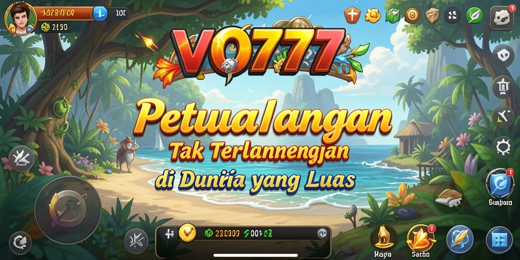 Screenshot VO777 menampilkan karakter utama saat menjelajahi hutan yang rimbun.