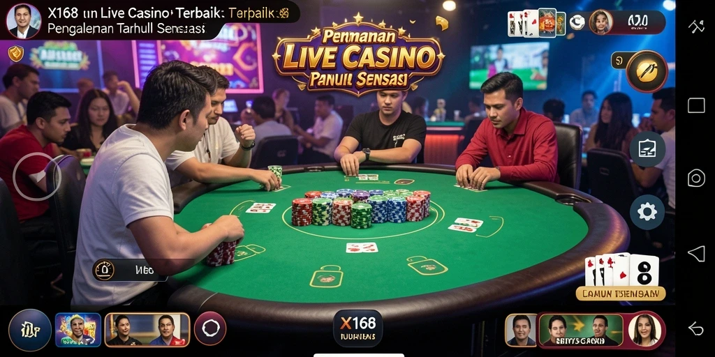 Tampilan gameplay X168 yang menarik dengan dealer langsung.