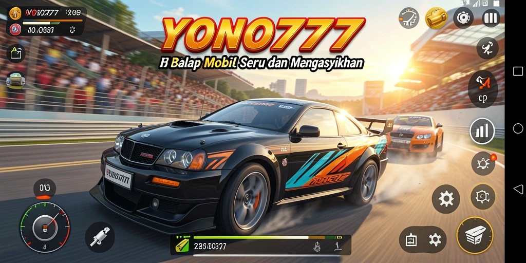 Tampilan gameplay YONO777 yang mendebarkan di lintasan balap.