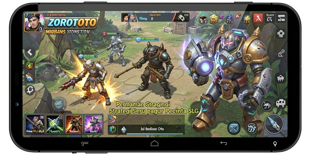 Screenshot gameplay ZOROTOTO dengan pertempuran strategis yang menarik.